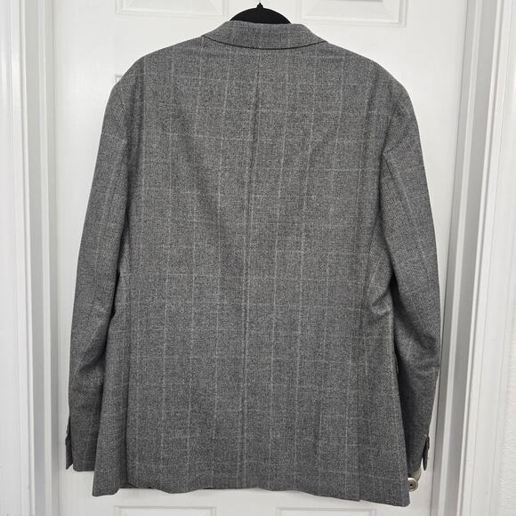 Men’s Wool Sport Blazer Coat Gray Plaid Sz 42 Slim Office Preppy Business Casual - Picture 3 of 8